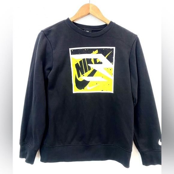 Nike Other - Nike Sweatshirt Boy’s Size Large Crewneck Black Neon Yellow Graphic School